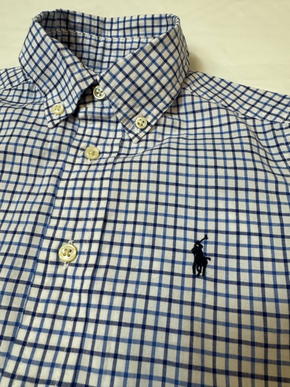 Polo by Ralph Lauren White & Blue Check Button-Down Shirt 4T